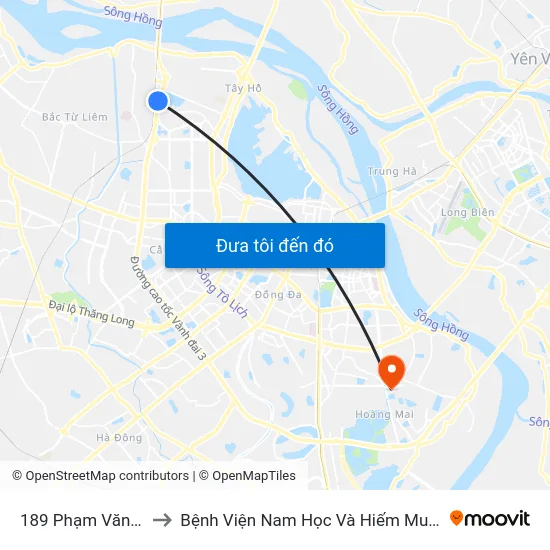 189 Phạm Văn Đồng to Bệnh Viện Nam Học Và Hiếm Muộn Hà Nội map