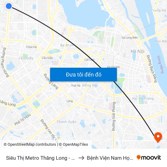 Siêu Thị Metro Thăng Long - Đối Diện Ngõ 599 Phạm Văn Đồng to Bệnh Viện Nam Học Và Hiếm Muộn Hà Nội map
