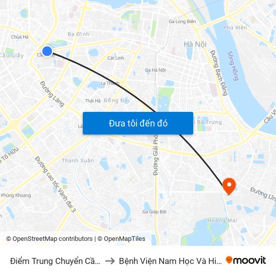 Điểm Trung Chuyển Cầu Giấy - Gtvt 02 to Bệnh Viện Nam Học Và Hiếm Muộn Hà Nội map