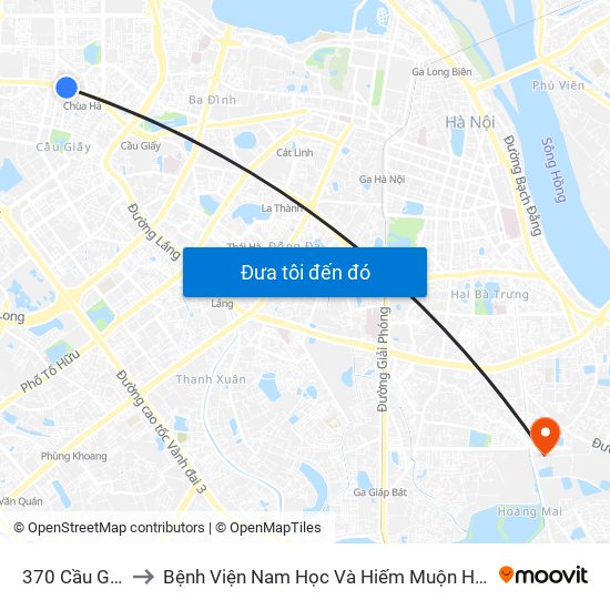 370 Cầu Giấy to Bệnh Viện Nam Học Và Hiếm Muộn Hà Nội map