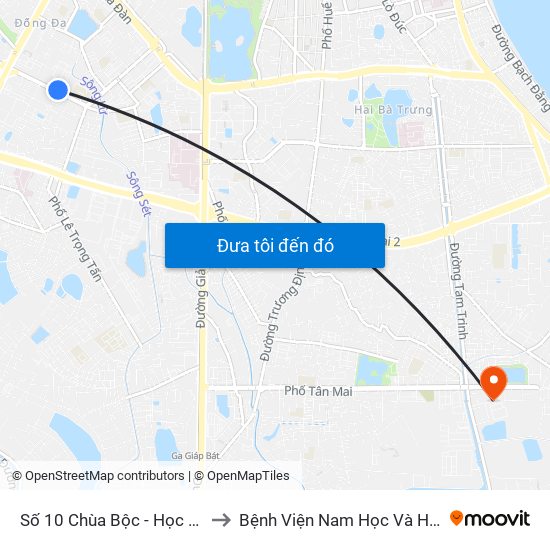 Số 10 Chùa Bộc - Học Viện Ngân Hàng to Bệnh Viện Nam Học Và Hiếm Muộn Hà Nội map