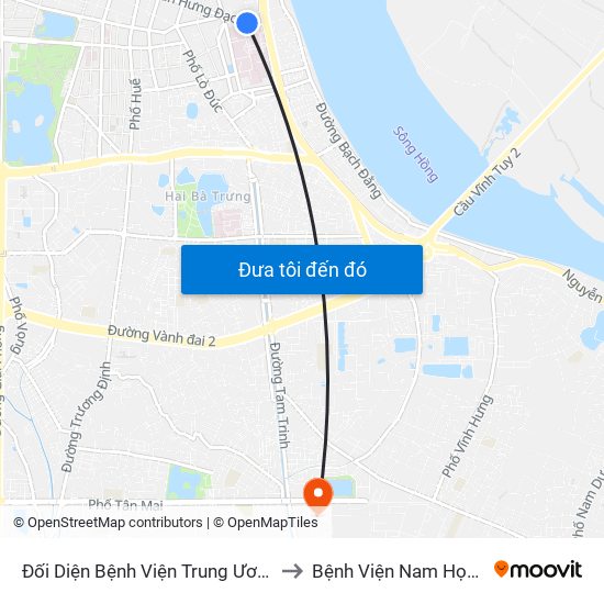 Đối Diện Bệnh Viện Trung Ương Quân Đội 108 - Trần Hưng Đạo to Bệnh Viện Nam Học Và Hiếm Muộn Hà Nội map