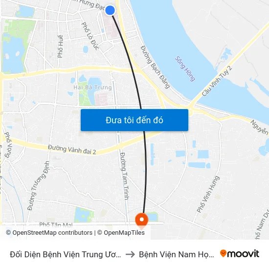 Đối Diện Bệnh Viện Trung Ương Quân Đội 108 - Trần Hưng Đạo to Bệnh Viện Nam Học Và Hiếm Muộn Hà Nội map
