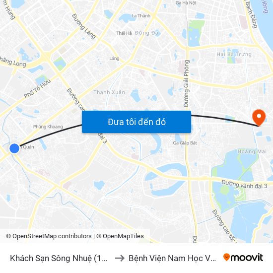 Khách Sạn Sông Nhuệ (148 Trần Phú- Hà Đông) to Bệnh Viện Nam Học Và Hiếm Muộn Hà Nội map