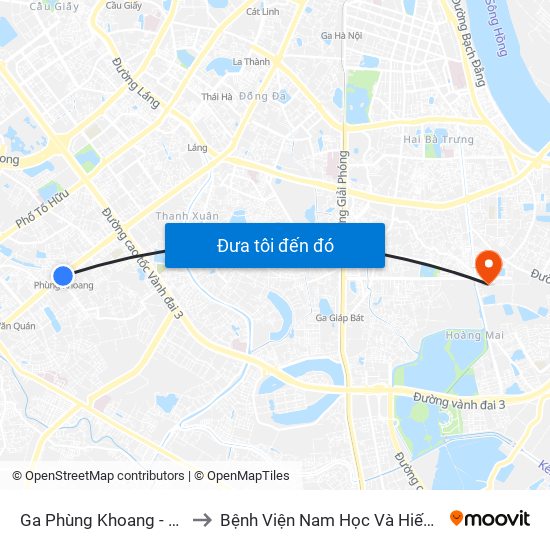 Ga Phùng Khoang - 81 Trần Phú to Bệnh Viện Nam Học Và Hiếm Muộn Hà Nội map
