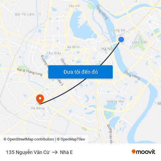 135 Nguyễn Văn Cừ to Nhà E map