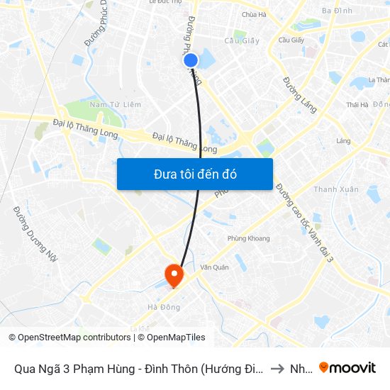 Qua Ngã 3 Phạm Hùng - Đình Thôn (Hướng Đi Phạm Văn Đồng) to Nhà E map