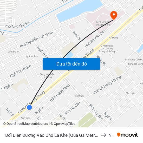 Đối Diện Đường Vào Chợ La Khê (Qua Ga Metro La Khê) - 405 Quang Trung (Hà Đông) to Nhà E map