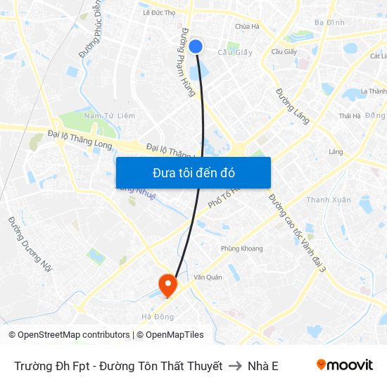 Trường Đh Fpt - Đường Tôn Thất Thuyết to Nhà E map