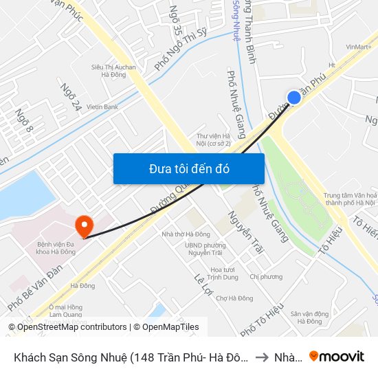 Khách Sạn Sông Nhuệ (148 Trần Phú- Hà Đông) to Nhà E map