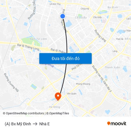 (A) Bx Mỹ Đình to Nhà E map
