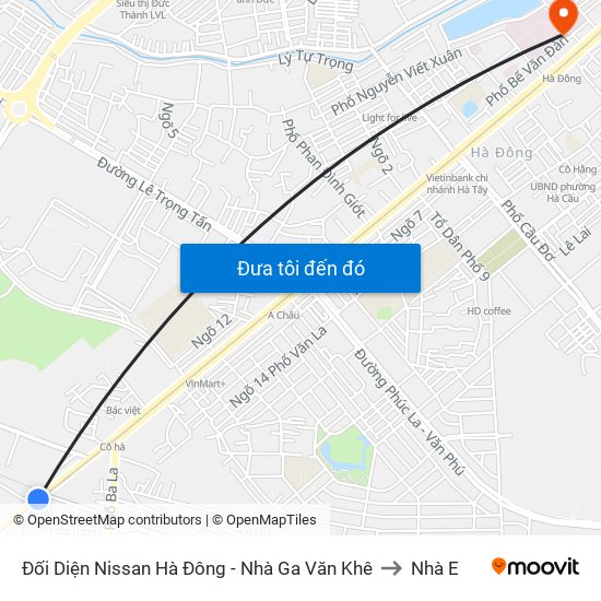 Đối Diện Nissan Hà Đông - Nhà Ga Văn Khê to Nhà E map