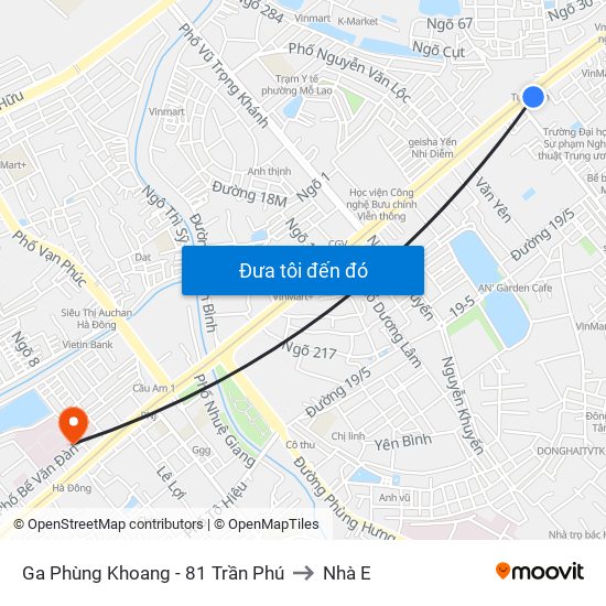 Ga Phùng Khoang - 81 Trần Phú to Nhà E map