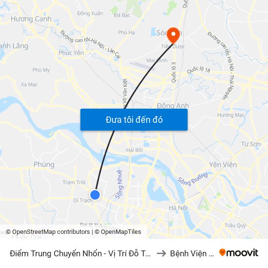 Điểm Trung Chuyển Nhổn - Vị Trí Đỗ Tuyến 20, 29, 32 (Chiều Sơn Tây - Hà Nội)- Đường 32 to Bệnh Viện Đa Khoa Sóc Sơn map