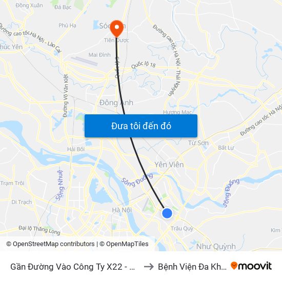 Gần Đường Vào Công Ty X22 - 705 Nguyễn Văn Linh to Bệnh Viện Đa Khoa Sóc Sơn map