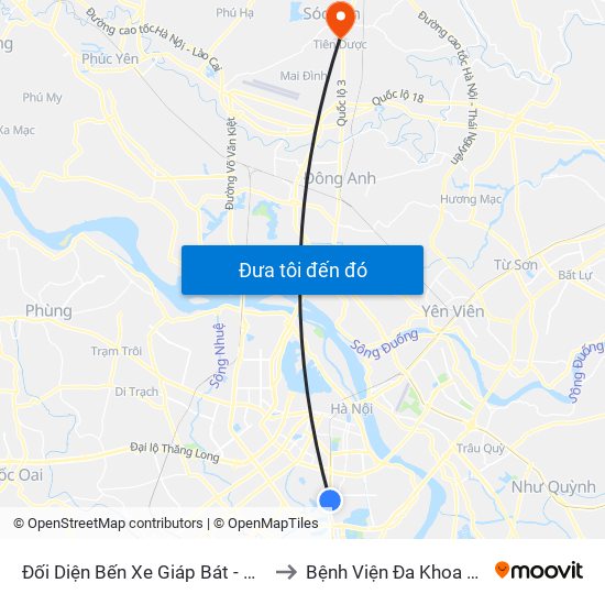 Đối Diện Bến Xe Giáp Bát - Giải Phóng to Bệnh Viện Đa Khoa Sóc Sơn map