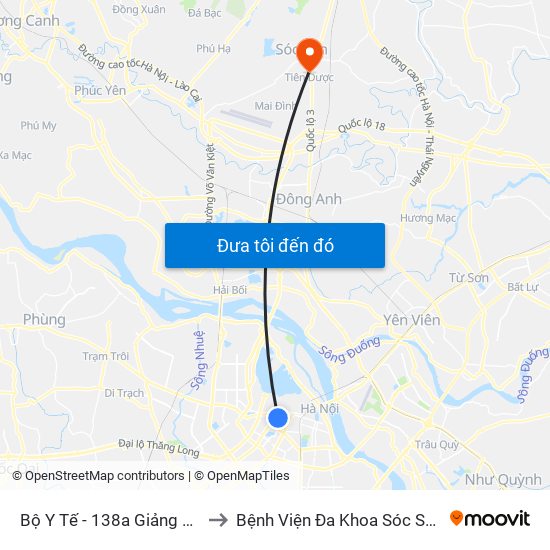 Bộ Y Tế - 138a Giảng Võ to Bệnh Viện Đa Khoa Sóc Sơn map