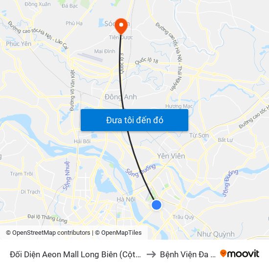 Đối Diện Aeon Mall Long Biên (Cột Điện T4a/2a-B Đường Cổ Linh) to Bệnh Viện Đa Khoa Sóc Sơn map