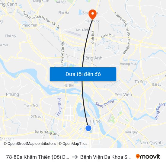 78-80a Khâm Thiên (Đối Diện 71) to Bệnh Viện Đa Khoa Sóc Sơn map