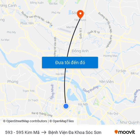 593 - 595 Kim Mã to Bệnh Viện Đa Khoa Sóc Sơn map