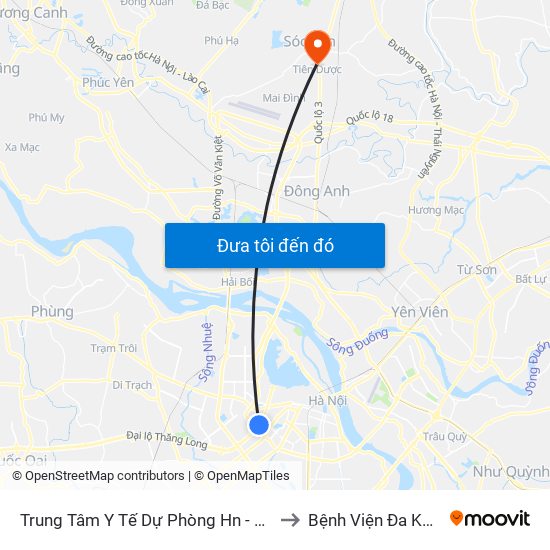 Trung Tâm Y Tế Dự Phòng Hn - 70 Nguyễn Chí Thanh to Bệnh Viện Đa Khoa Sóc Sơn map