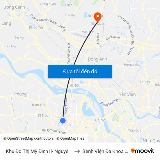 Khu Đô Thị Mỹ Đình Ii- Nguyễn Cơ Thạch to Bệnh Viện Đa Khoa Sóc Sơn map