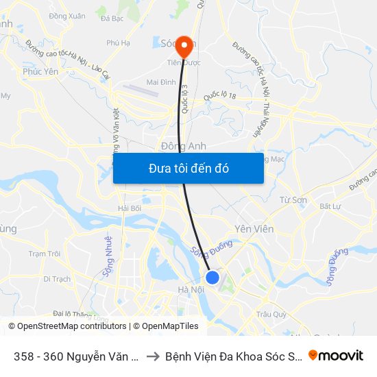 358 - 360 Nguyễn Văn Cừ to Bệnh Viện Đa Khoa Sóc Sơn map