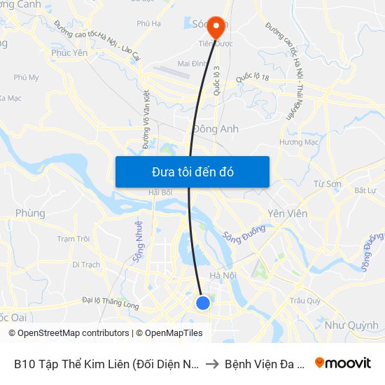 B10 Tập Thể Kim Liên (Đối Diện Ngõ 46b Phạm Ngọc Thạch) to Bệnh Viện Đa Khoa Sóc Sơn map