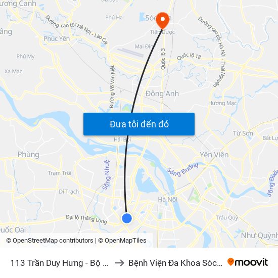 113 Trần Duy Hưng - Bộ Khcn to Bệnh Viện Đa Khoa Sóc Sơn map