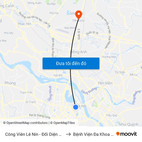 Công Viên Lê Nin - Đối Diện 35 Trần Phú to Bệnh Viện Đa Khoa Sóc Sơn map