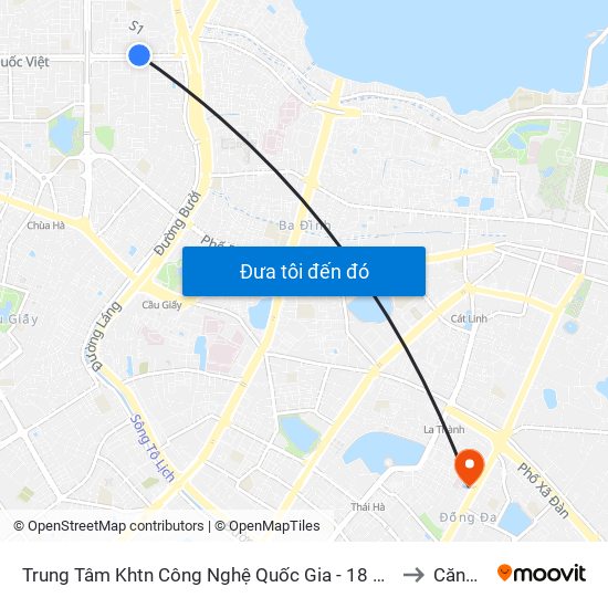 Trung Tâm Khtn Công Nghệ Quốc Gia - 18 Hoàng Quốc Việt to Căng Tin map