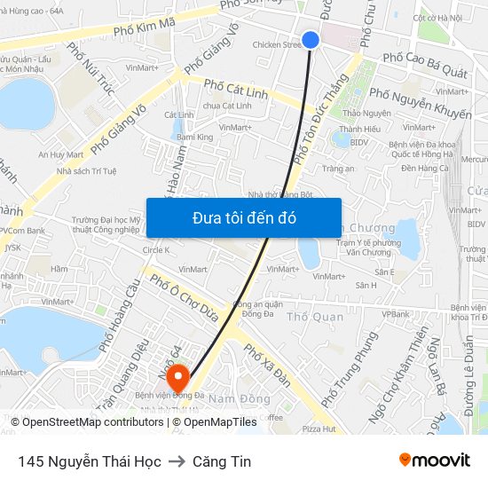 145 Nguyễn Thái Học to Căng Tin map