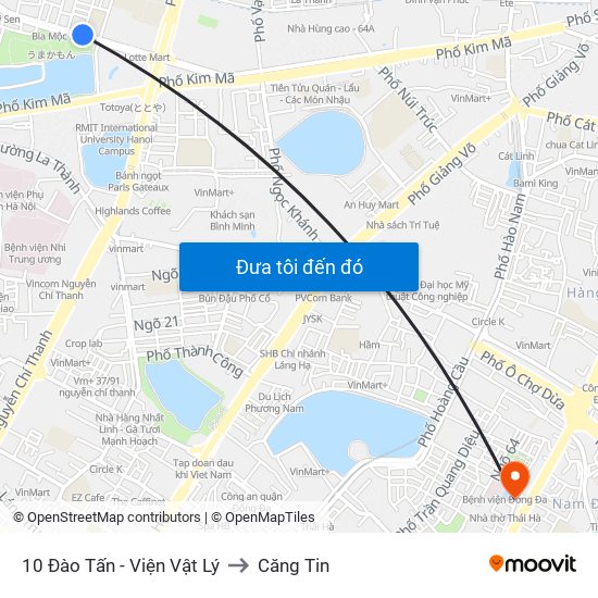 10 Đào Tấn - Viện Vật Lý to Căng Tin map