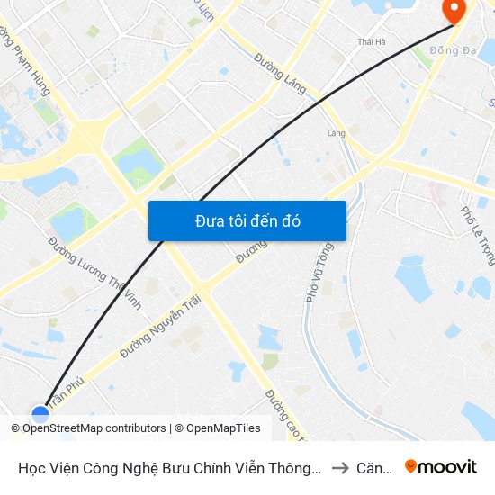 Học Viện Công Nghệ Bưu Chính Viễn Thông - Trần Phú (Hà Đông) to Căng Tin map