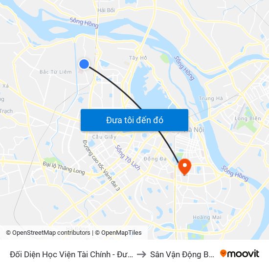 Đối Diện Học Viện Tài Chính - Đường Đức Thắng to Sân Vận Động Bách Khoa map