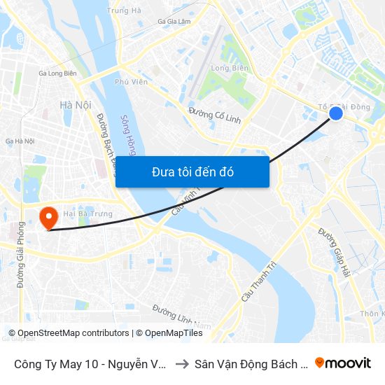 Công Ty May 10 - Nguyễn Văn Linh to Sân Vận Động Bách Khoa map