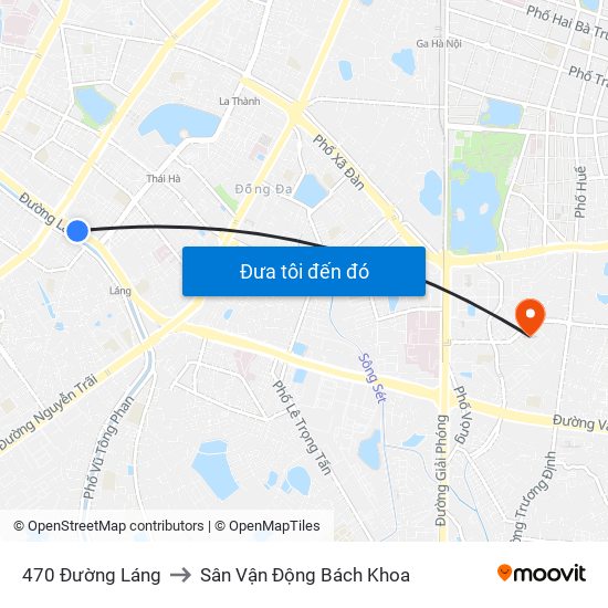 470 Đường Láng to Sân Vận Động Bách Khoa map