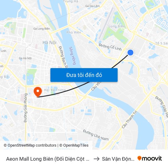 Aeon Mall Long Biên (Đối Diện Cột Điện T4a/2a-B Đường Cổ Linh) to Sân Vận Động Bách Khoa map