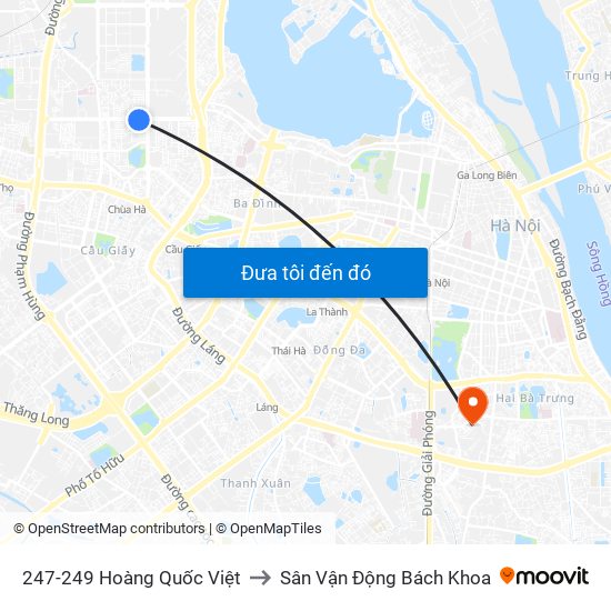 247-249 Hoàng Quốc Việt to Sân Vận Động Bách Khoa map