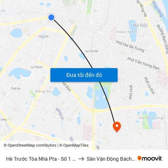 Hè Trước Tòa Nhà Pta - Số 1 Kim Mã to Sân Vận Động Bách Khoa map