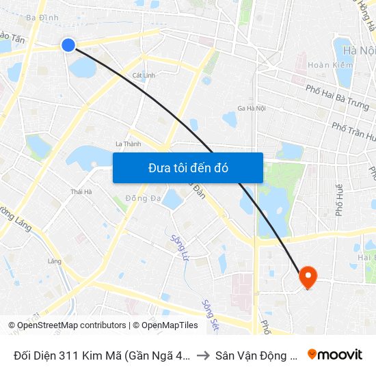 Đối Diện 311 Kim Mã (Gần Ngã 4 Kim Mã - Vạn Bảo) to Sân Vận Động Bách Khoa map