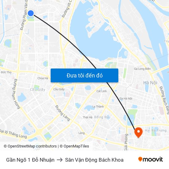 Gần Ngõ 1 Đỗ Nhuận to Sân Vận Động Bách Khoa map