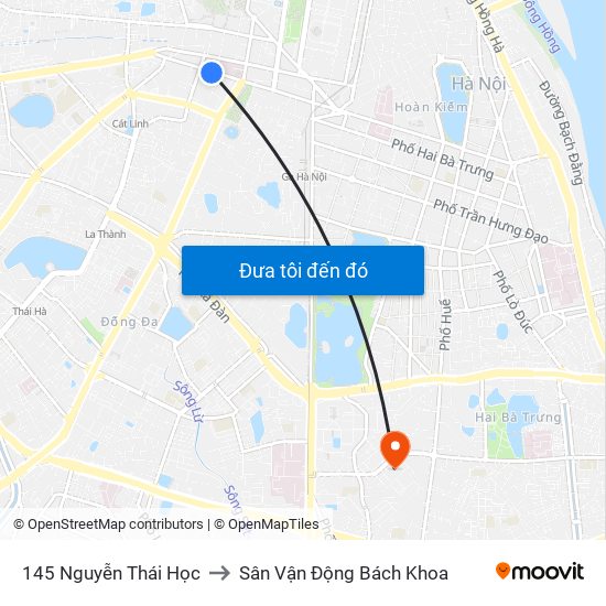 145 Nguyễn Thái Học to Sân Vận Động Bách Khoa map