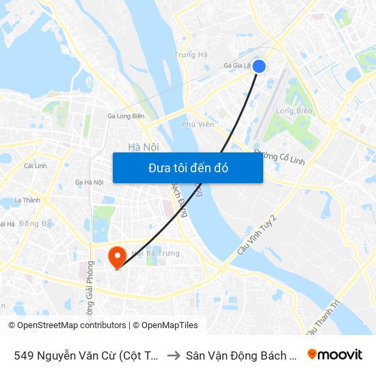 549 Nguyễn Văn Cừ (Cột Trước) to Sân Vận Động Bách Khoa map