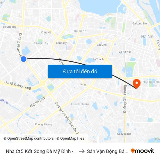 Nhà Ct5 Kđt Sông Đà Mỹ Đình - Phạm Hùng to Sân Vận Động Bách Khoa map