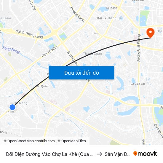 Đối Diện Đường Vào Chợ La Khê (Qua Ga Metro La Khê) - 405 Quang Trung (Hà Đông) to Sân Vận Động Bách Khoa map