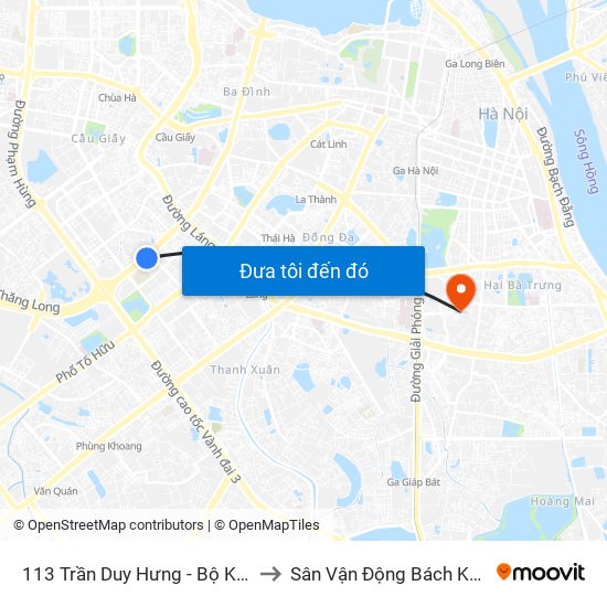 113 Trần Duy Hưng - Bộ Khcn to Sân Vận Động Bách Khoa map