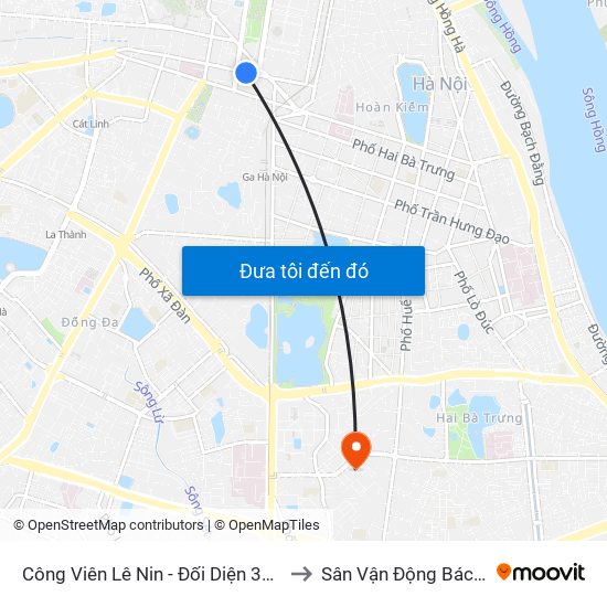 Công Viên Lê Nin - Đối Diện 35 Trần Phú to Sân Vận Động Bách Khoa map