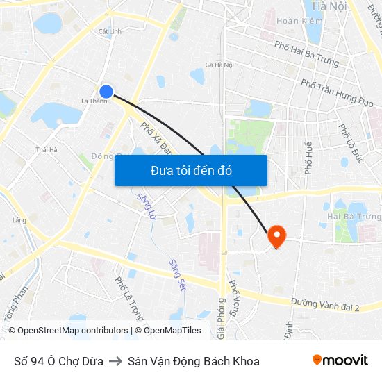 Số 94 Ô Chợ Dừa to Sân Vận Động Bách Khoa map