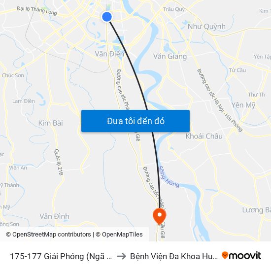 175-177 Giải Phóng (Ngã 3 Lê Thanh Nghị) to Bệnh Viện Đa Khoa Huyện Phú Xuyên map